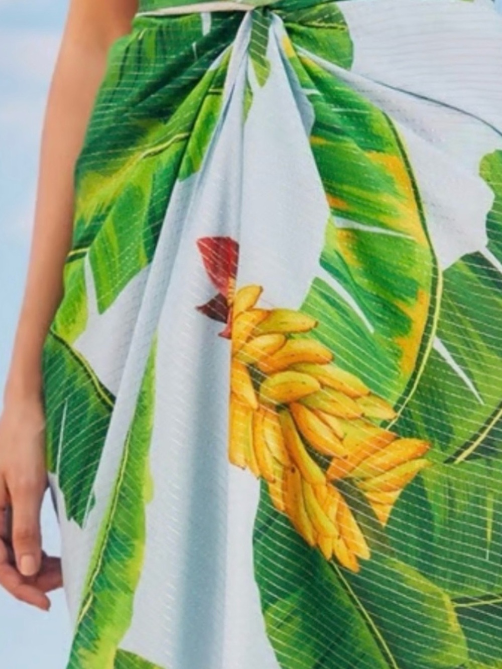 Farm Rio - Fresh Bananas Cover Up - Tropical Leaf Green Sarong - NWT - XL - Picture 4 of 9